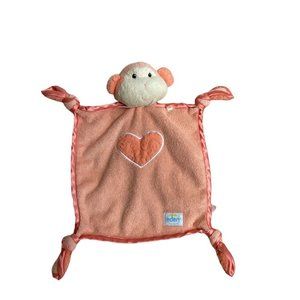 2003 EDEN Orange Peach Monkey Rattle Security Blanket Baby Lovey Nunu Knots